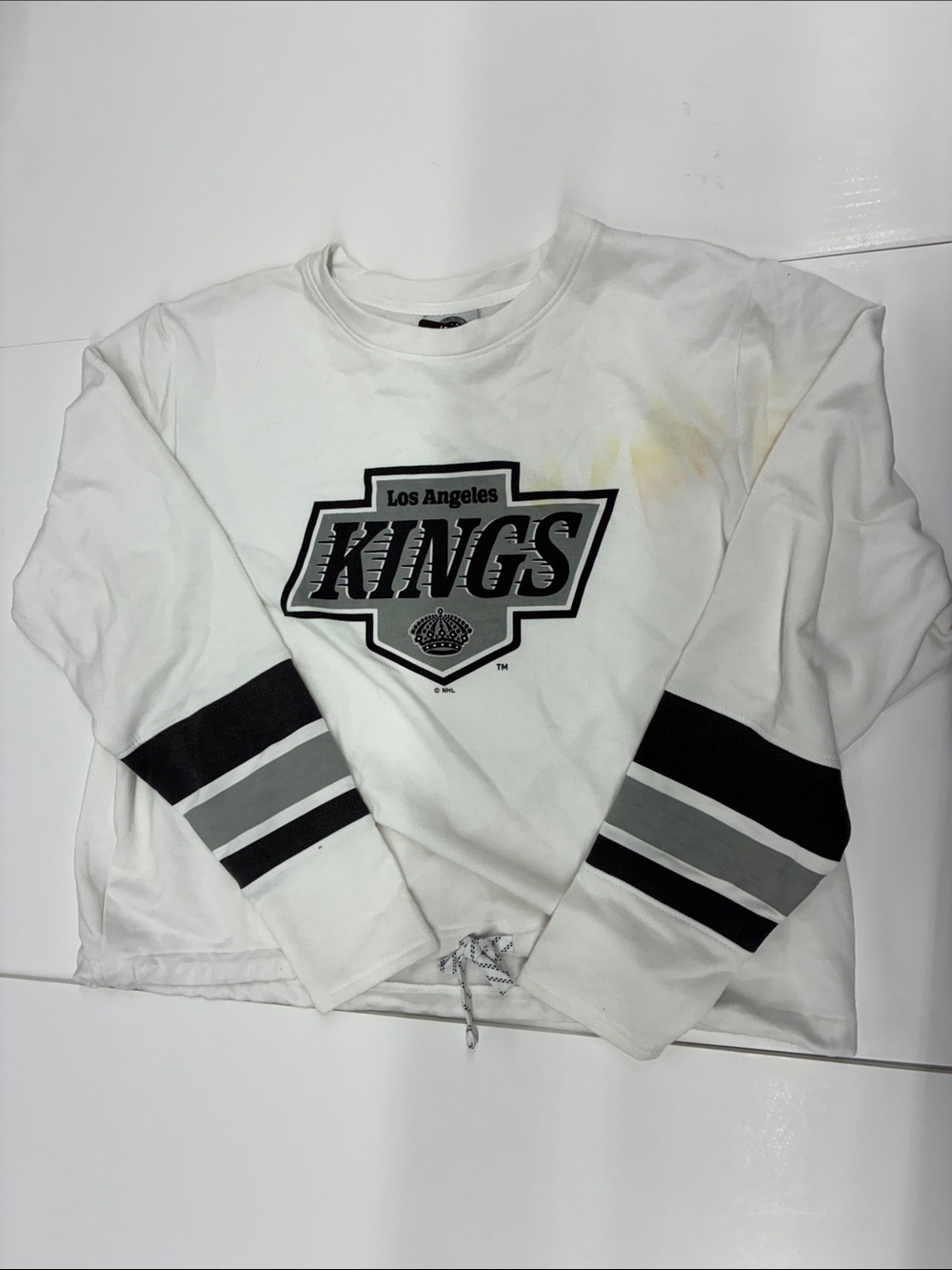 NEW NHL Los Angeles Kings Cropped White T-shirt Size Large